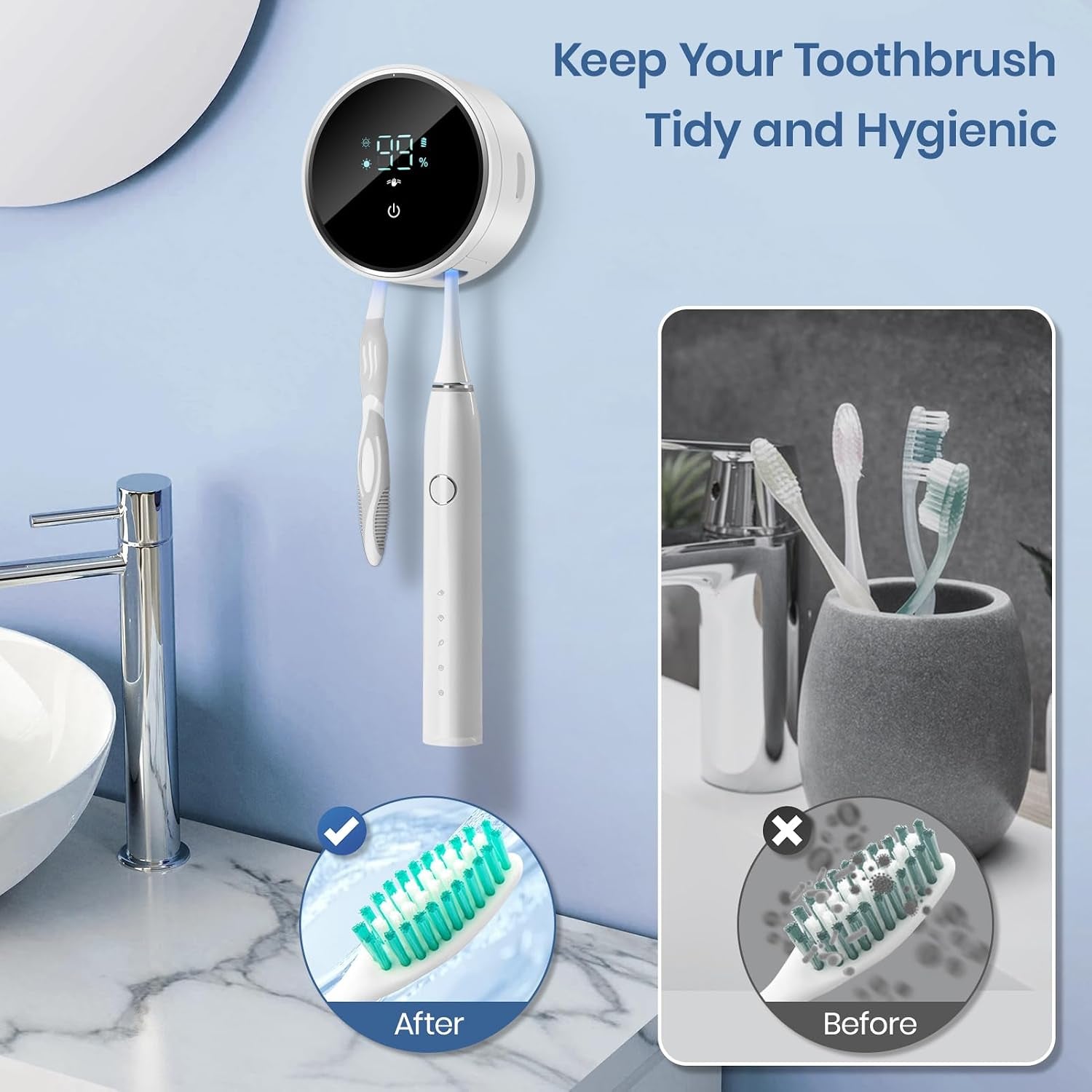 Toothbrush Holder Wall Mounted, Razor Holder for Bathroom Travel
